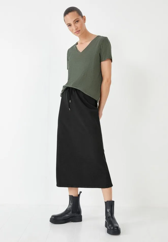 Hush Skirts Women Connie Jersey Midi Skirt Washed Black