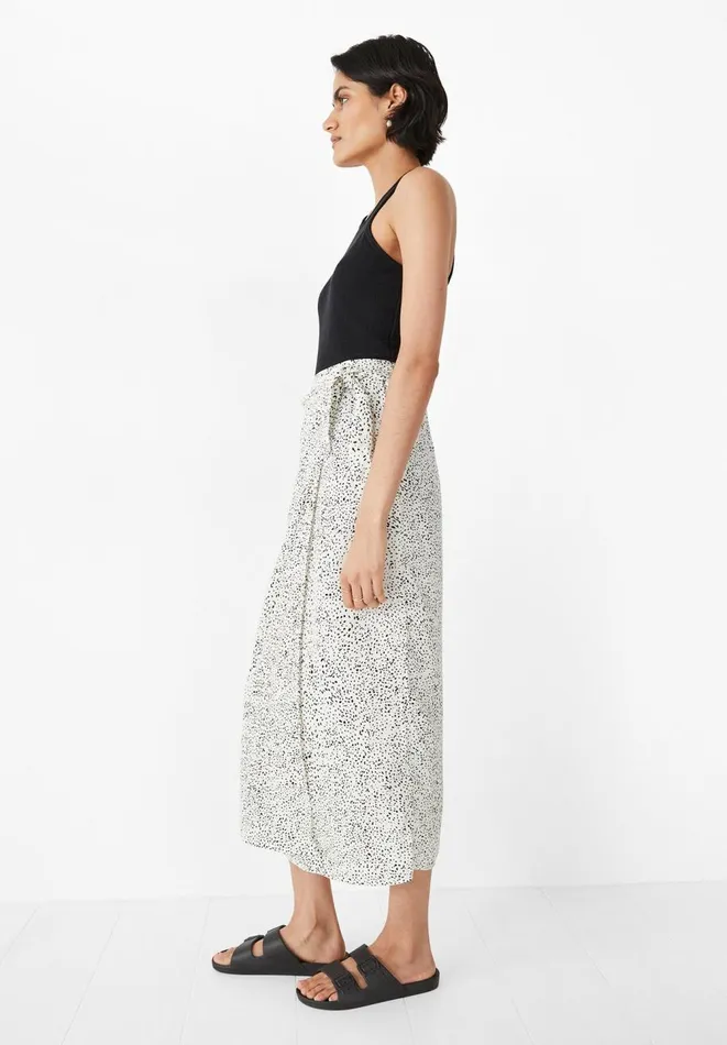 Hush Skirts Women Ivy Tie Wrap Skirt Speckled Dots Ecru