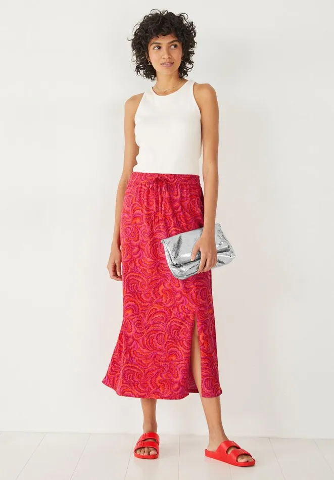 Hush Skirts Women Jay Jersey Midi Skirt Bright Paisley Pink