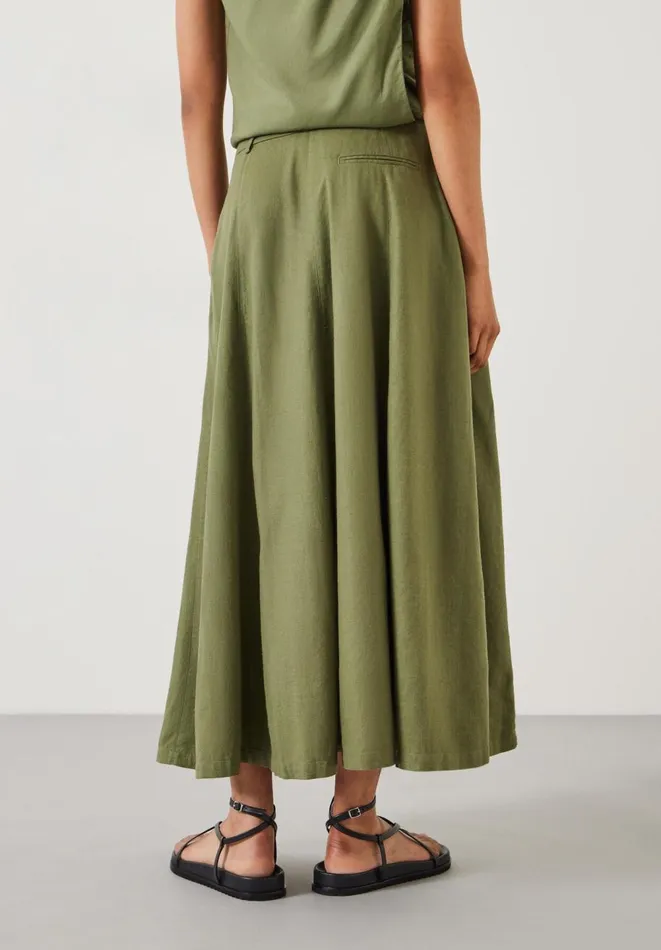 Hush Skirts Women Juliah ALine Linen Maxi Skirt Olive