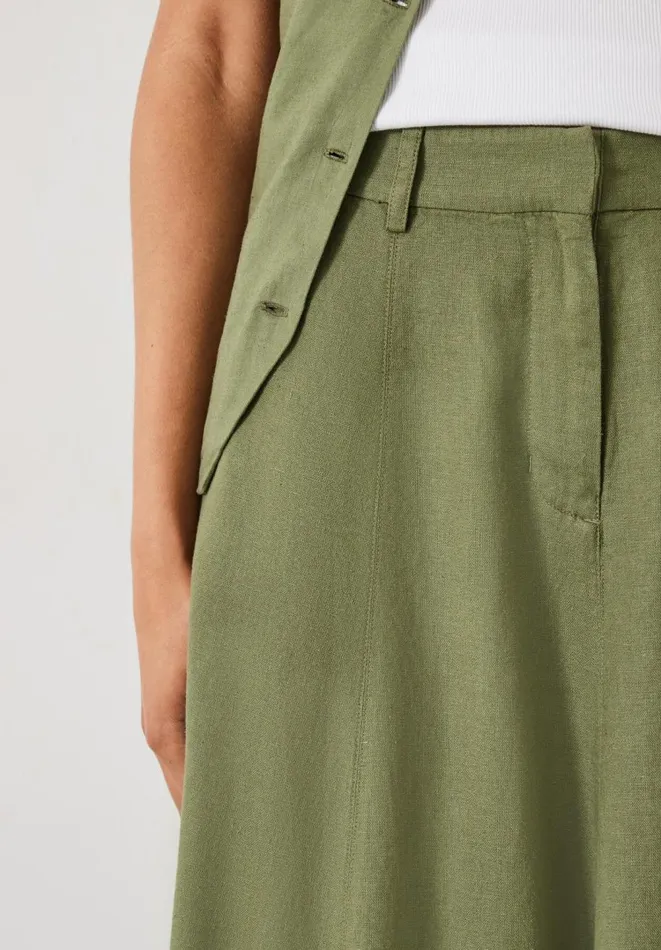 Hush Skirts Women Juliah ALine Linen Maxi Skirt Olive