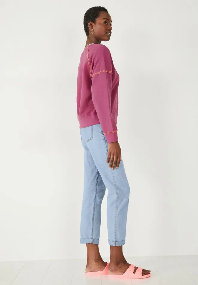 Hush Sweatshirts and Hoodies Women Contrast Stitch Sweatshirt Fuchsia Pink