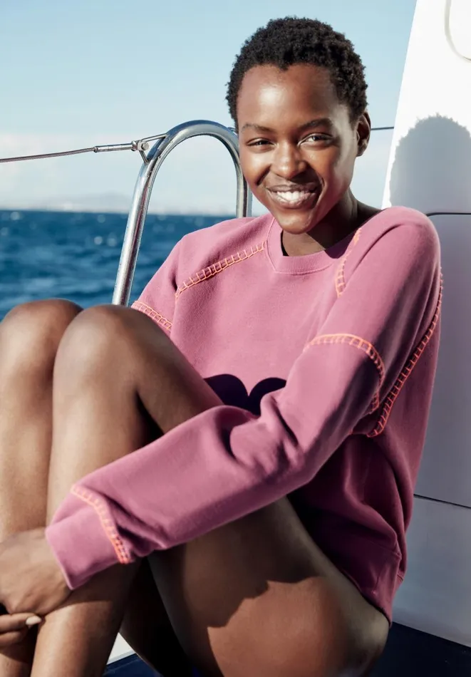 Hush Sweatshirts and Hoodies Women Contrast Stitch Sweatshirt Fuchsia Pink