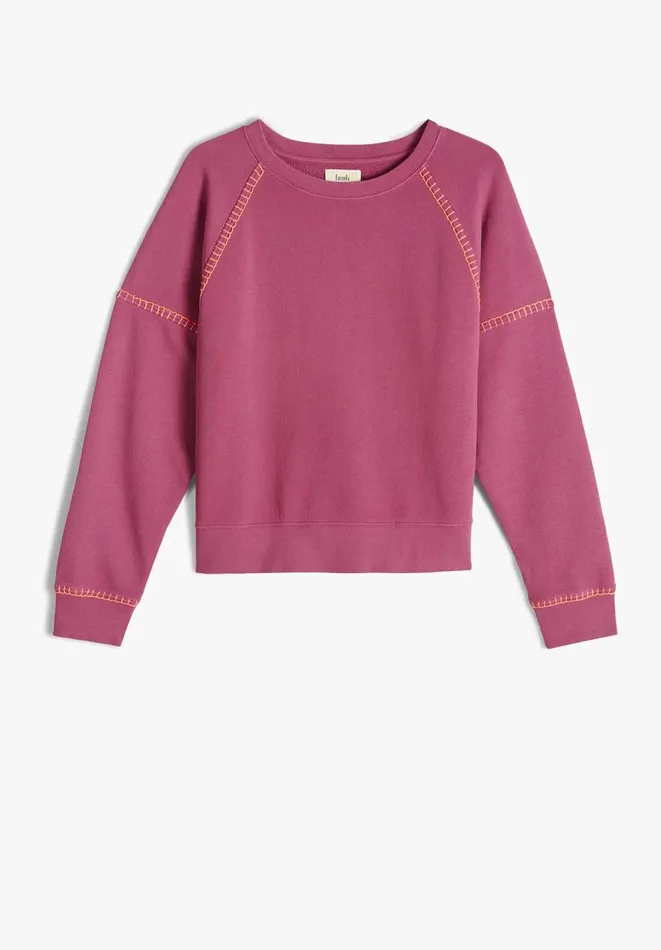 Hush Sweatshirts and Hoodies Women Contrast Stitch Sweatshirt Fuchsia Pink