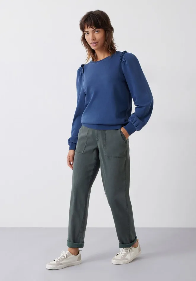 Hush Sweatshirts and Hoodies Women Emilia Cotton Ruffle Sweatshirt Navy