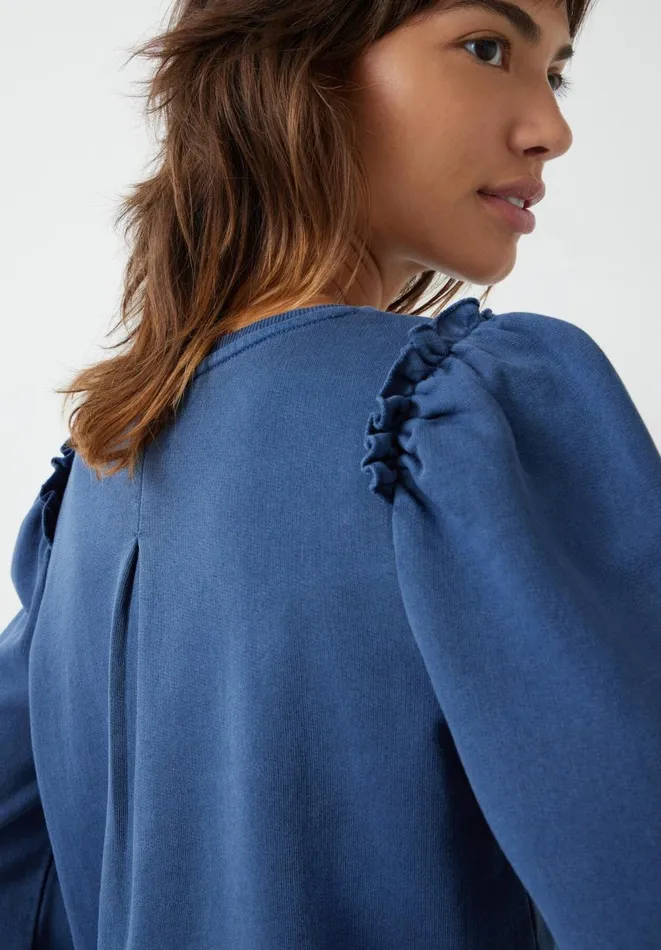 Hush Sweatshirts and Hoodies Women Emilia Cotton Ruffle Sweatshirt Navy