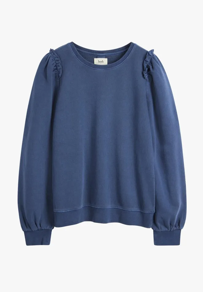 Hush Sweatshirts and Hoodies Women Emilia Cotton Ruffle Sweatshirt Navy