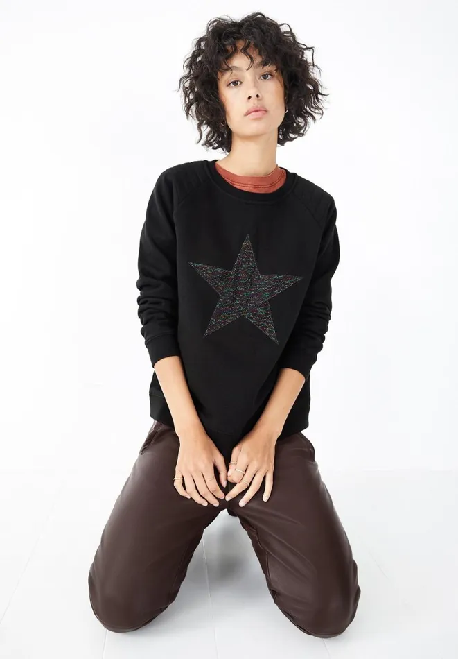 Hush Sweatshirts and Hoodies Women Star Biker Sweatshirt Black Multi