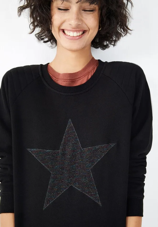 Hush Sweatshirts and Hoodies Women Star Biker Sweatshirt Black Multi Hush Sweatshirts and Hoodies Women Star Biker Sweatshirt Black Multi