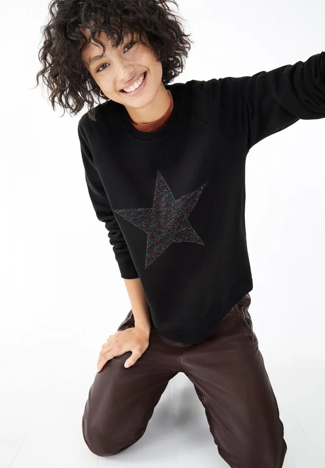 Hush Sweatshirts and Hoodies Women Star Biker Sweatshirt Black Multi Hush Sweatshirts and Hoodies Women Star Biker Sweatshirt Black Multi