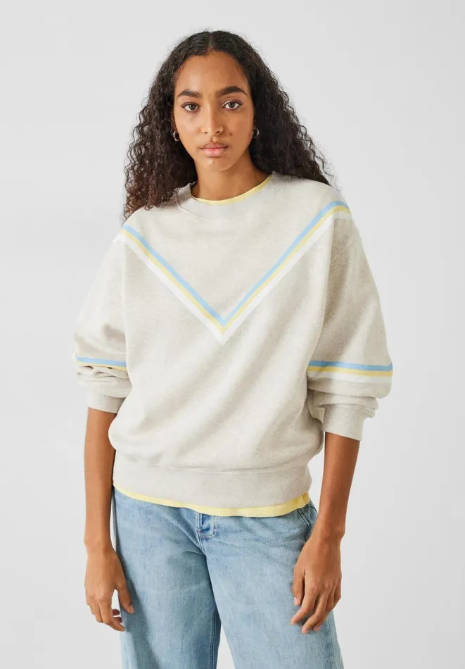 Hush Sweatshirts and Hoodies Women Winona Chervon Stripe Sweatshirt Grey Marl