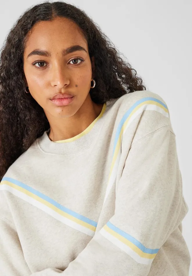 Hush Sweatshirts and Hoodies Women Winona Chervon Stripe Sweatshirt Grey Marl Hush Sweatshirts and Hoodies Women Winona Chervon Stripe Sweatshirt Grey Marl