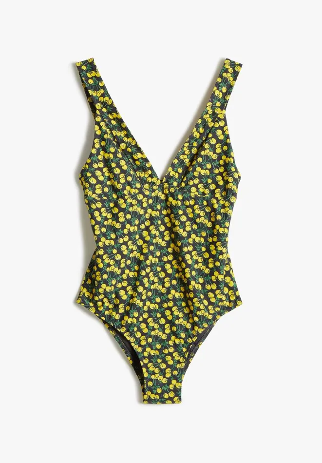 Hush Swimwear and Beachwear Women Kate Wide Strap Swimsuit Cherries Yellowblack Hush Swimwear and Beachwear Women Kate Wide Strap Swimsuit Cherries Yellowblack