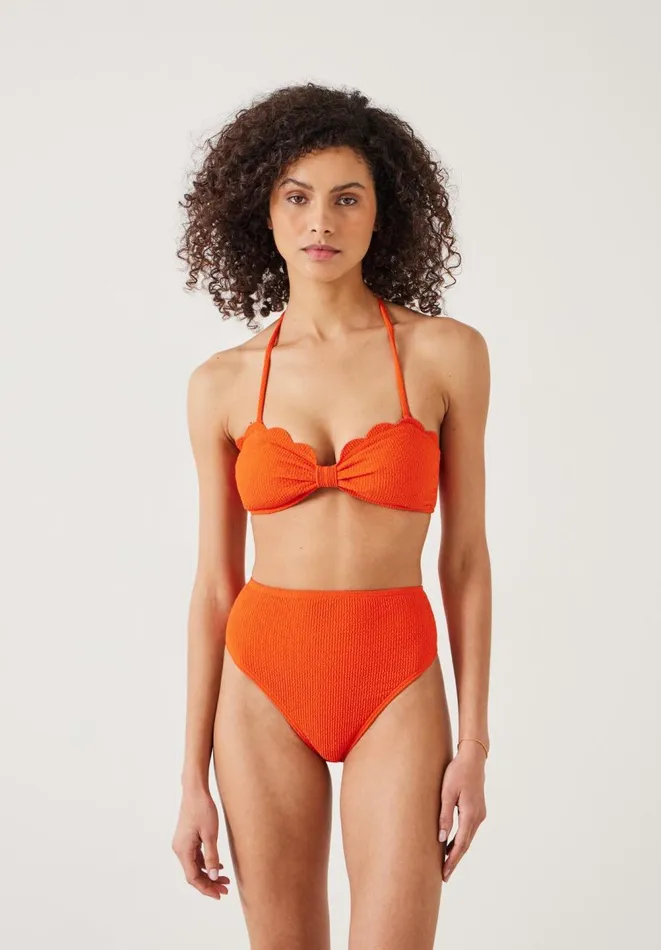 Hush Swimwear and Beachwear Women Stella Scallop Crinkle Bandeau Bikini Top Orange