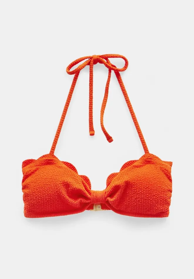 Hush Swimwear and Beachwear Women Stella Scallop Crinkle Bandeau Bikini Top Orange