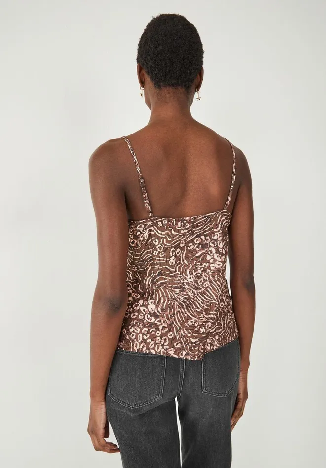 Hush Tops and Tshirts Women Alanya Cowl Neck Cami Safari Animal Brown Hush Tops and Tshirts Women Alanya Cowl Neck Cami Safari Animal Brown
