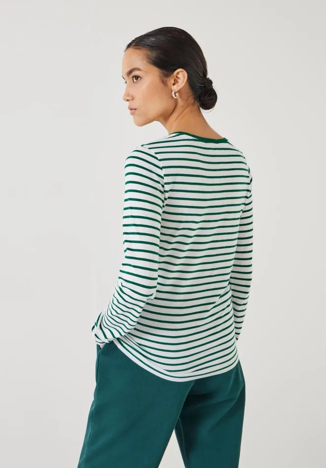 Hush Tops and Tshirts Women Anna Stripe Slim Fit Top Greenwhite