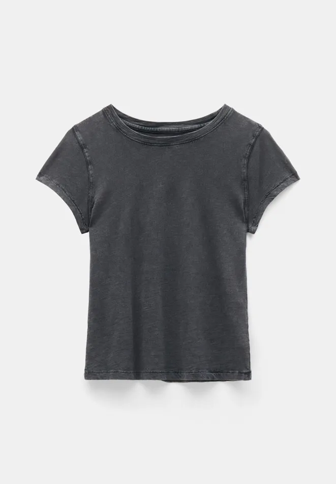 Hush Tops and Tshirts Women Ava Fitted Cotton Slub TShirt Ash Grey Hush Tops and Tshirts Women Ava Fitted Cotton Slub TShirt Ash Grey