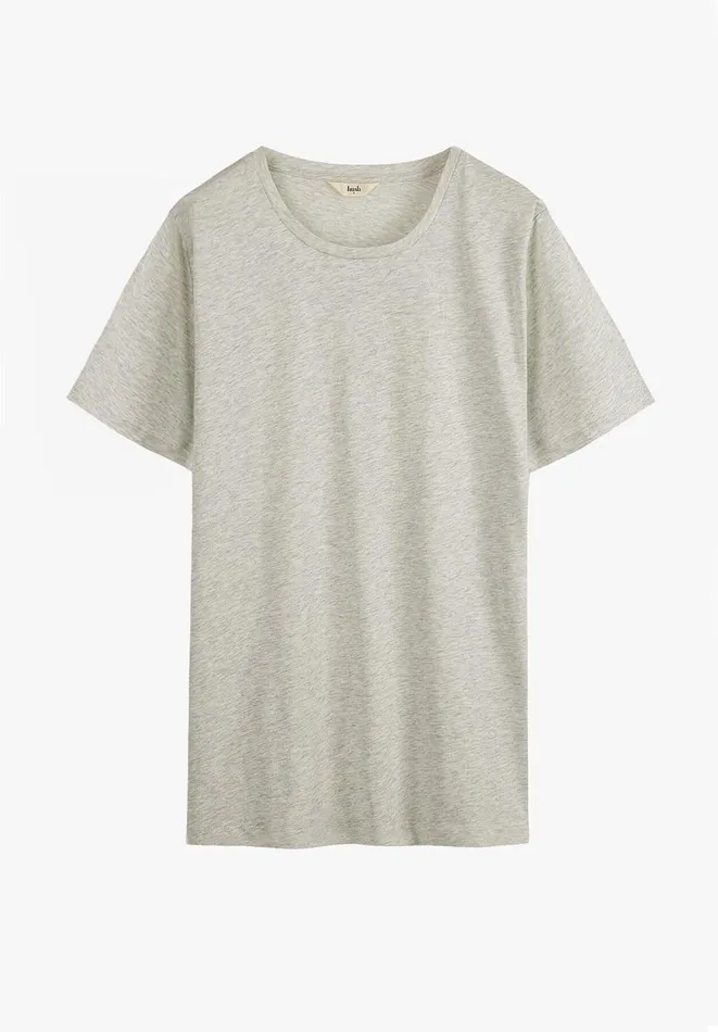 Hush Tops and Tshirts Women Cali Cotton Slub Crew Tee Lightest Grey Marl Hush Tops and Tshirts Women Cali Cotton Slub Crew Tee Lightest Grey Marl