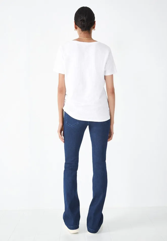 Hush Tops and Tshirts Women Cali Cotton Slub V Tee White