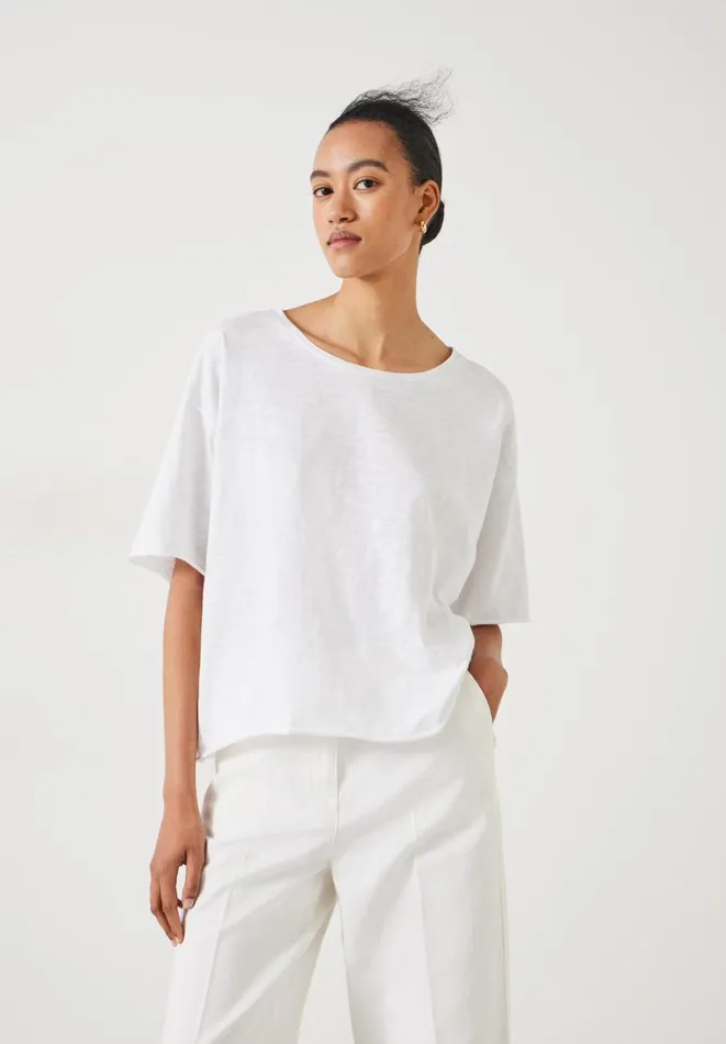 Hush Tops and Tshirts Women Cora Cotton Dropped Shoulder TShirt White