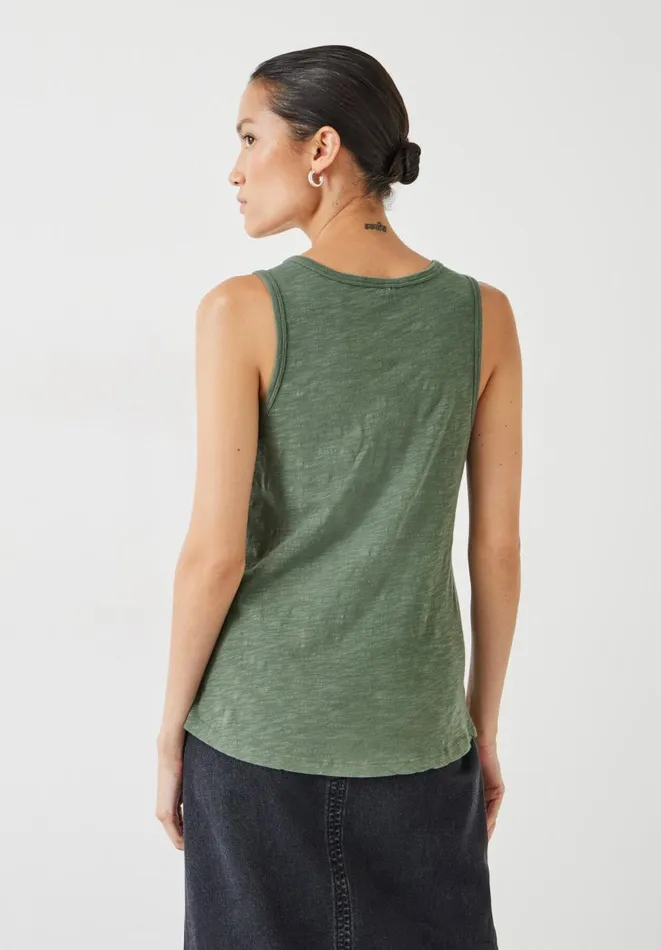 Hush Tops and Tshirts Women Cotton Slub Tank Top Khaki