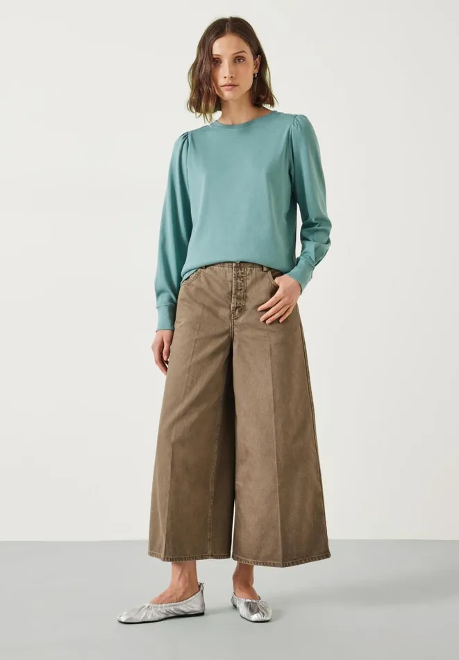 Hush Tops and Tshirts Women Emily Puff Sleeve Jersey Top Dark Aqua Green Hush Tops and Tshirts Women Emily Puff Sleeve Jersey Top Dark Aqua Green