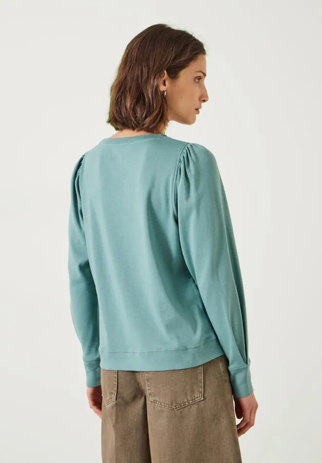 Hush Tops and Tshirts Women Emily Puff Sleeve Jersey Top Dark Aqua Green Hush Tops and Tshirts Women Emily Puff Sleeve Jersey Top Dark Aqua Green