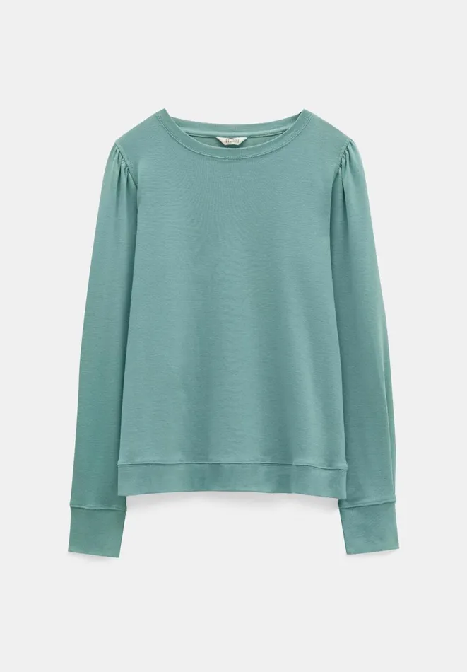 Hush Tops and Tshirts Women Emily Puff Sleeve Jersey Top Dark Aqua Green Hush Tops and Tshirts Women Emily Puff Sleeve Jersey Top Dark Aqua Green