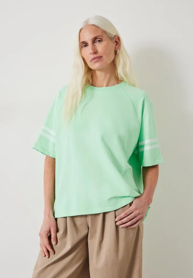 Hush Tops and Tshirts Women Flynn Relaxed Stripe TShirt Apple Green