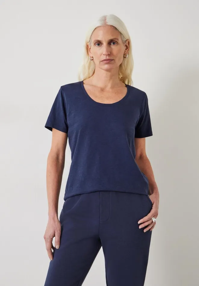 Hush Tops and Tshirts Women Hari Scoop Neck Cotton Slub TShirt Night Sky