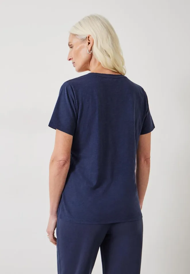 Hush Tops and Tshirts Women Hari Scoop Neck Cotton Slub TShirt Night Sky