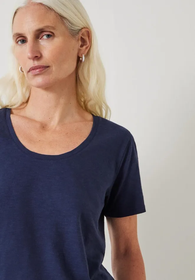 Hush Tops and Tshirts Women Hari Scoop Neck Cotton Slub TShirt Night Sky