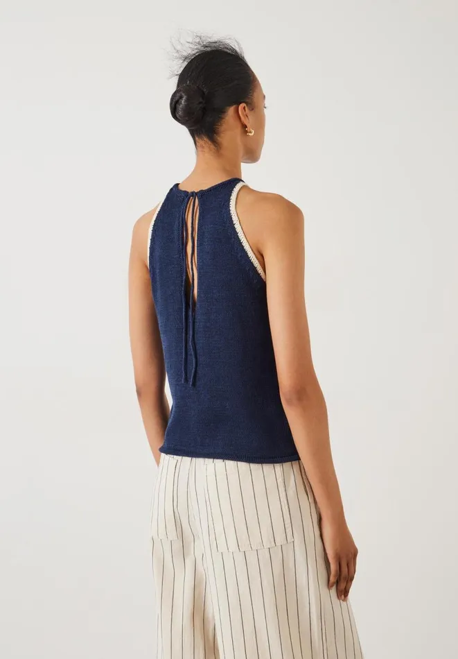 Hush Tops and Tshirts Women Keekee Contrast Stitch Knitted Vest Top Midnight Navy Hush Tops and Tshirts Women Keekee Contrast Stitch Knitted Vest Top Midnight Navy