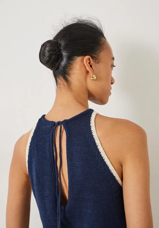 Hush Tops and Tshirts Women Keekee Contrast Stitch Knitted Vest Top Midnight Navy Hush Tops and Tshirts Women Keekee Contrast Stitch Knitted Vest Top Midnight Navy