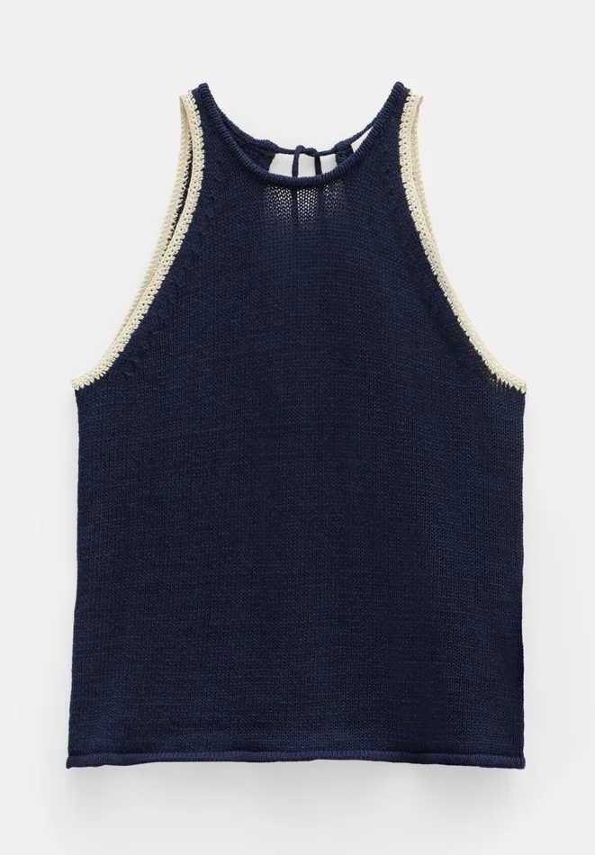 Hush Tops and Tshirts Women Keekee Contrast Stitch Knitted Vest Top Midnight Navy Hush Tops and Tshirts Women Keekee Contrast Stitch Knitted Vest Top Midnight Navy