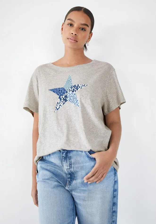 Hush Tops and Tshirts Women Leopard Star Tee Palest Grey Marlblues Hush Tops and Tshirts Women Leopard Star Tee Palest Grey Marlblues