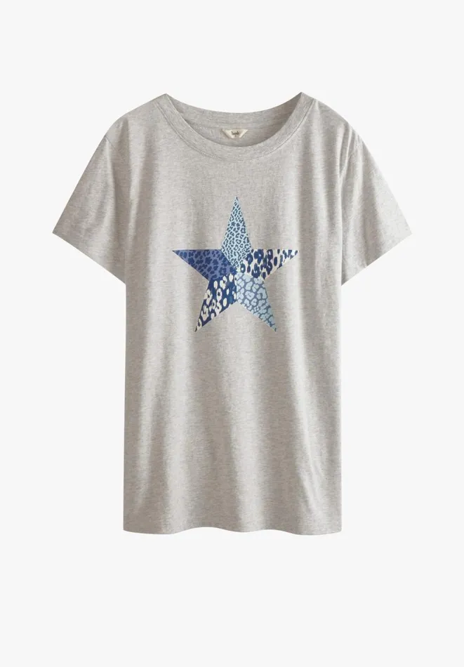 Hush Tops and Tshirts Women Leopard Star Tee Palest Grey Marlblues Hush Tops and Tshirts Women Leopard Star Tee Palest Grey Marlblues