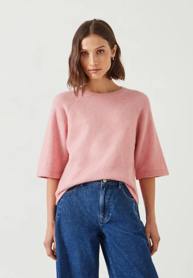Hush Tops and Tshirts Women Lucia Alpaca Blend Knitted Top Dusty Pink