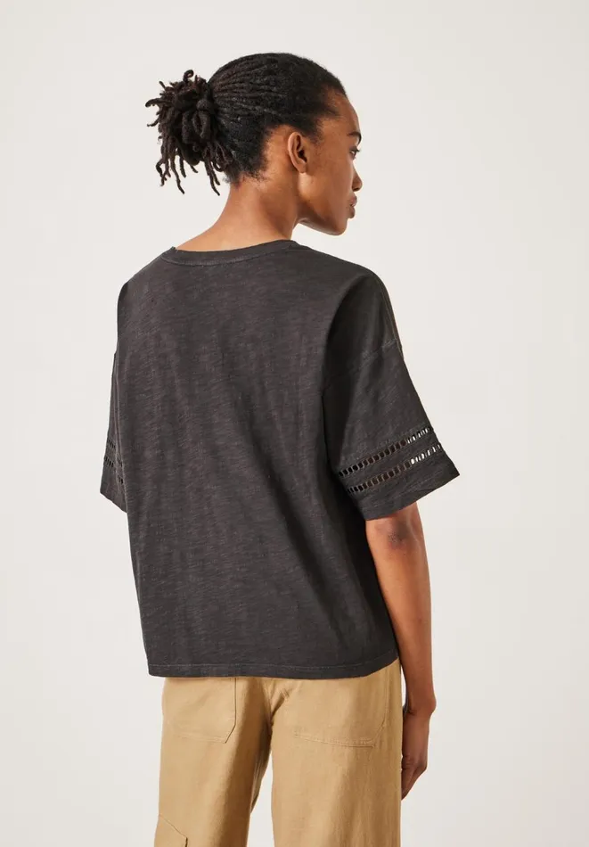 Hush Tops and Tshirts Women Lucie Lace Detail TShirt Black