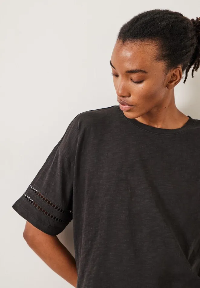 Hush Tops and Tshirts Women Lucie Lace Detail TShirt Black