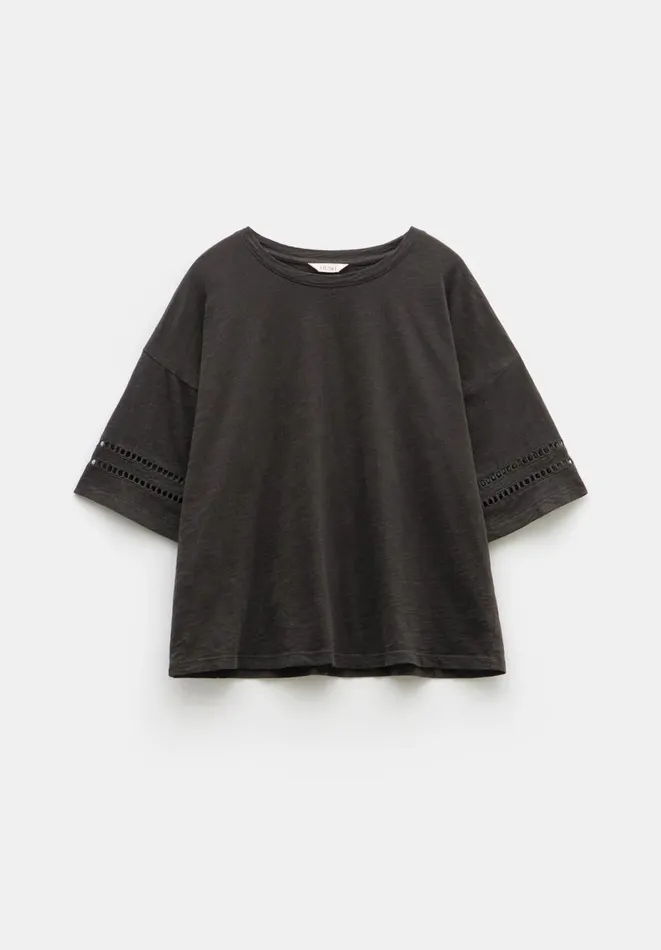 Hush Tops and Tshirts Women Lucie Lace Detail TShirt Black