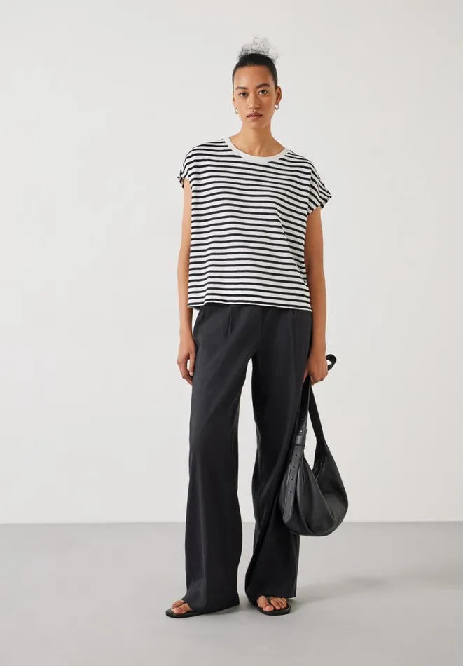 Hush Tops and Tshirts Women Piper Relaxed Stripe TShirt Whiteblack