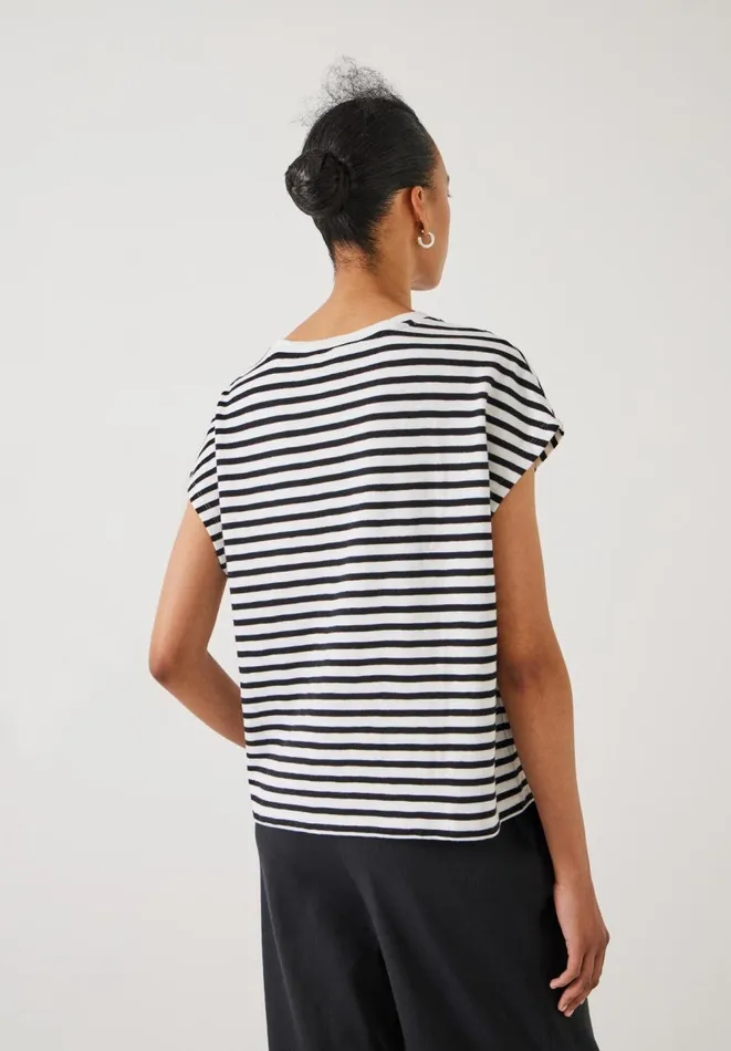 Hush Tops and Tshirts Women Piper Relaxed Stripe TShirt Whiteblack
