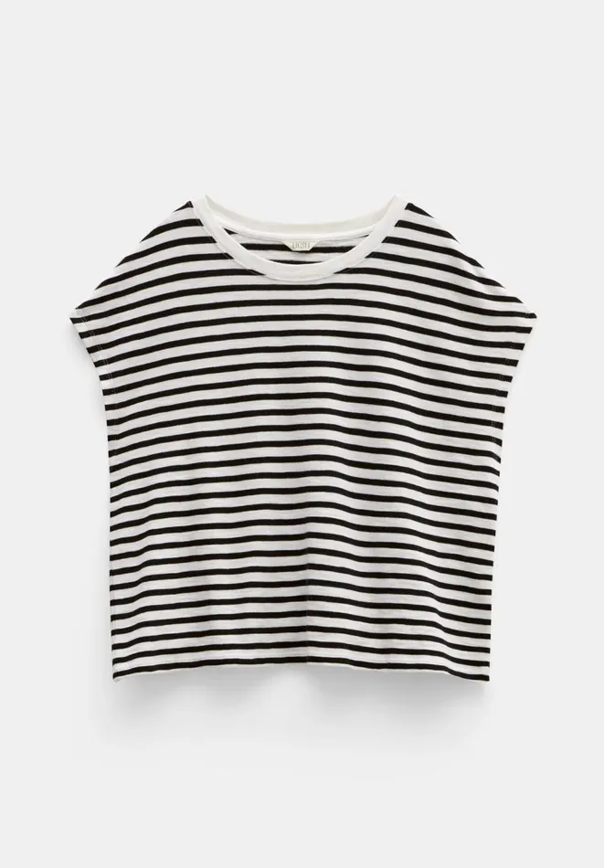Hush Tops and Tshirts Women Piper Relaxed Stripe TShirt Whiteblack