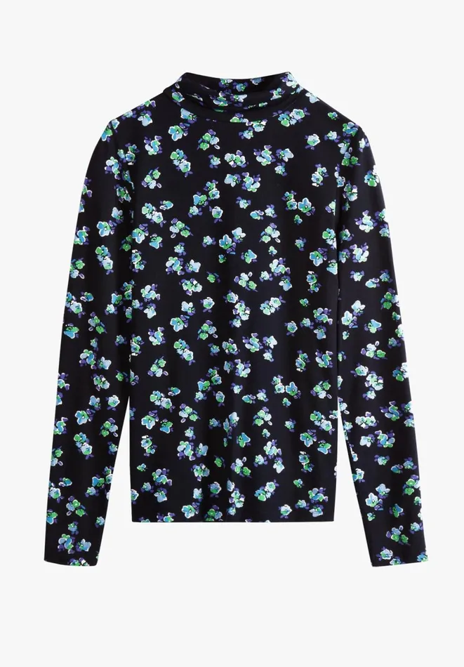 Hush Tops and Tshirts Women Printed Long Sleeve Slim Top Blackbluegreen