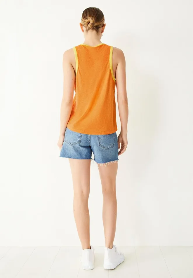 Hush Tops and Tshirts Women Rhonda Cotton Scoop Vest Vibrant Orange Hush Tops and Tshirts Women Rhonda Cotton Scoop Vest Vibrant Orange
