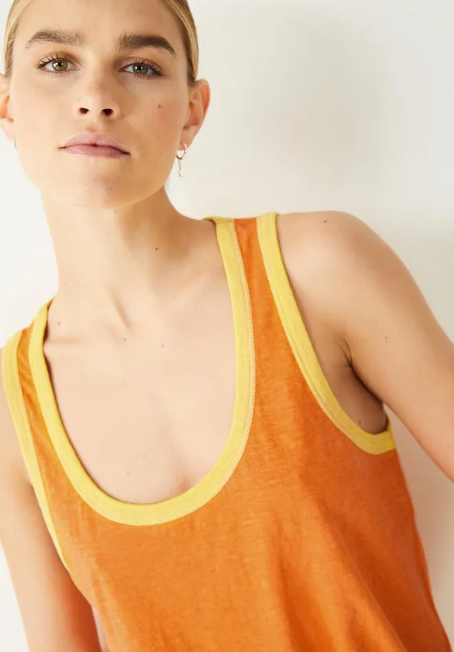 Hush Tops and Tshirts Women Rhonda Cotton Scoop Vest Vibrant Orange Hush Tops and Tshirts Women Rhonda Cotton Scoop Vest Vibrant Orange