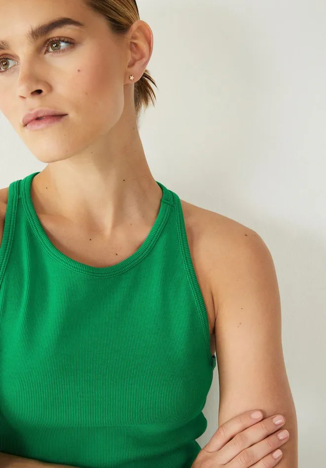Hush Tops and Tshirts Women Ribbed Scooped Vest Green