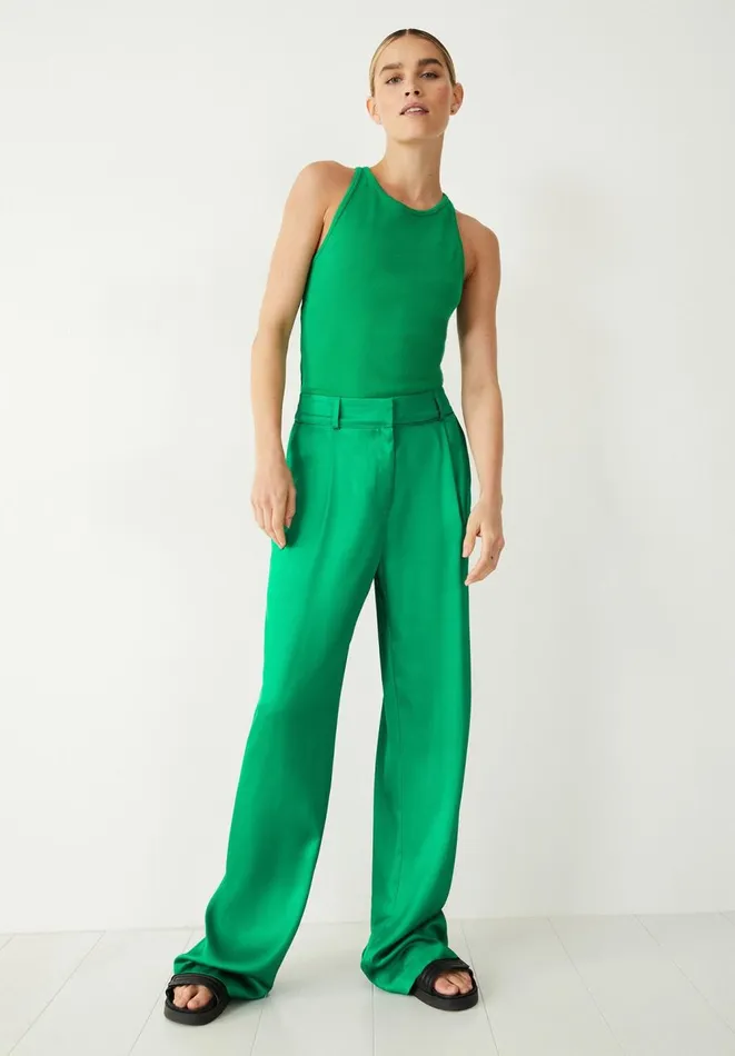 Hush Tops and Tshirts Women Ribbed Scooped Vest Green Hush Tops and Tshirts Women Ribbed Scooped Vest Green